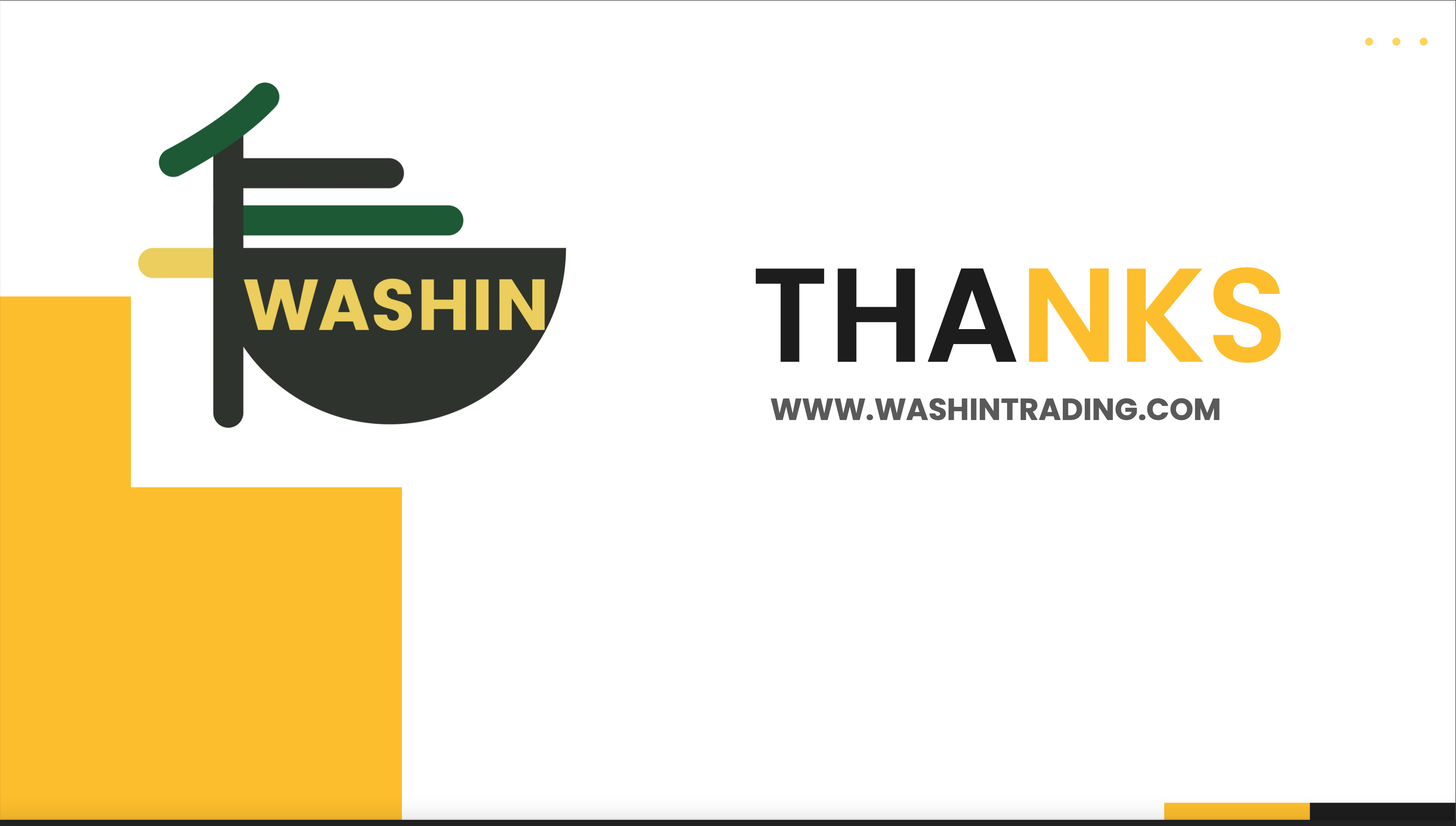 thank you page washin trading company profile